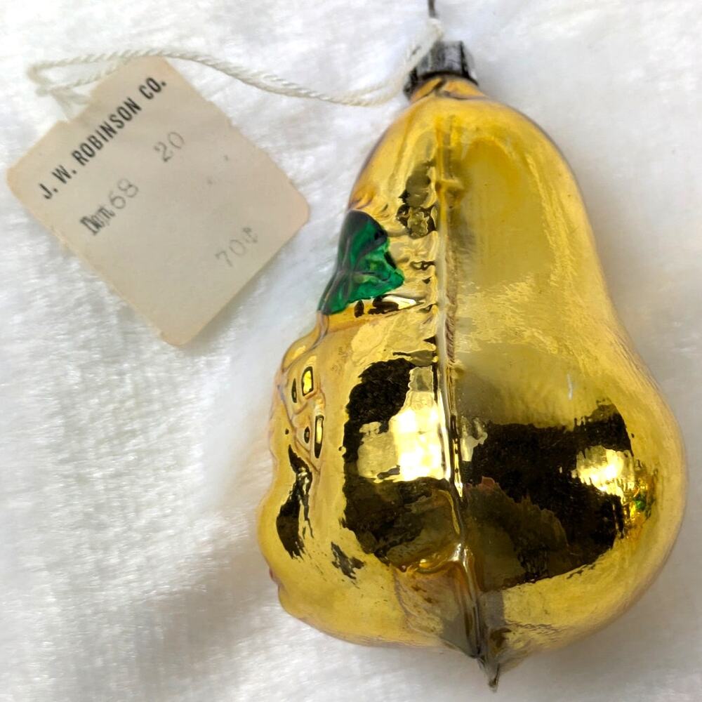 Pear Face Mercury Christmas Ornament Gold Child Antique West Germany Hand Blown - Picture 4 of 11